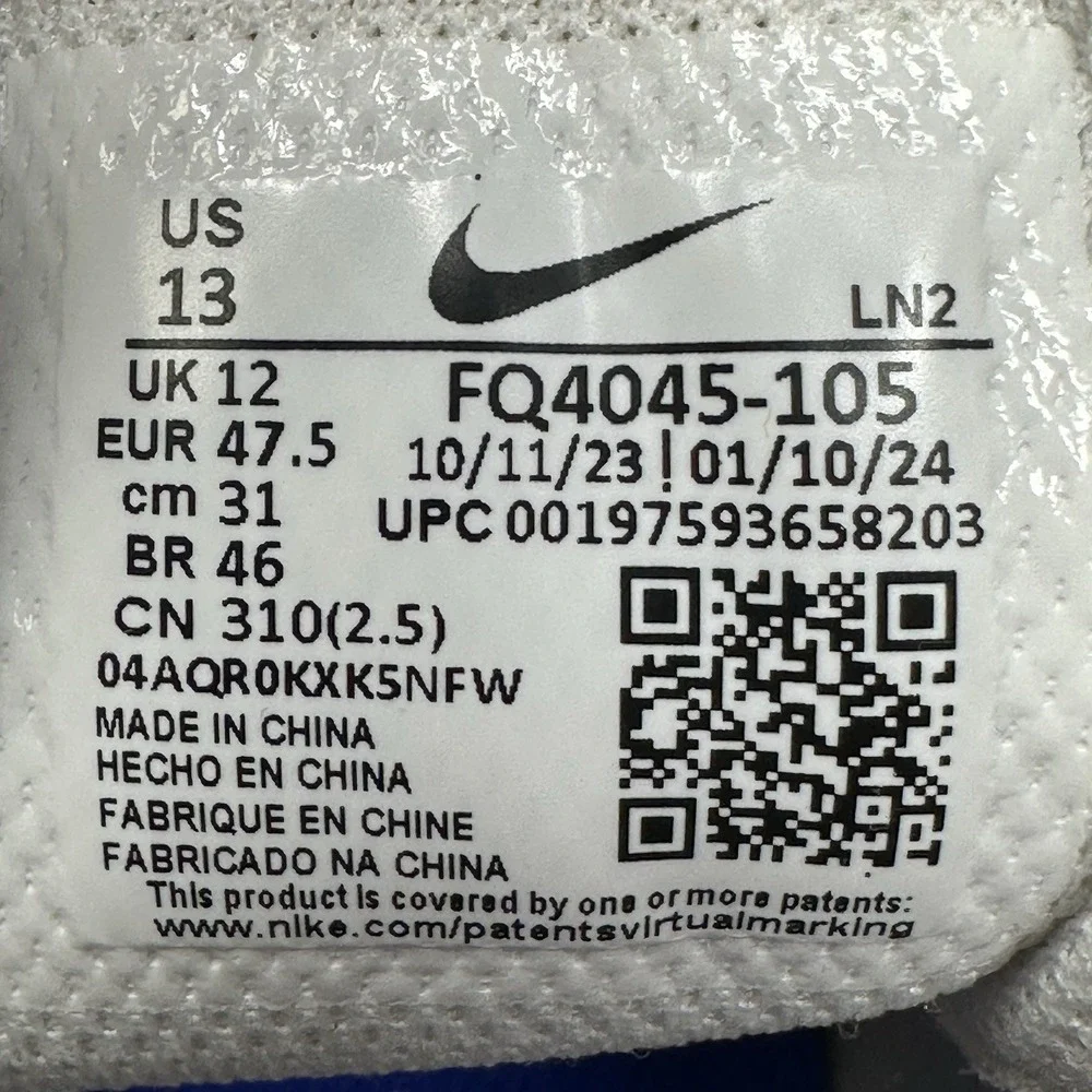 Nike Vapor Edge Speed 360 2 Football Cleats Mens Size 13 White Royal Blue FQ4045